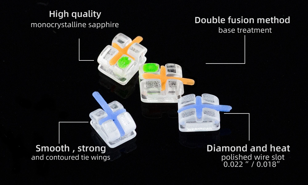 Denrotary Dental Equipments Monocrystalline Mini Roth 022 Ceramic Bracket Clear Orthodontic Crystal Sapphire Bracket